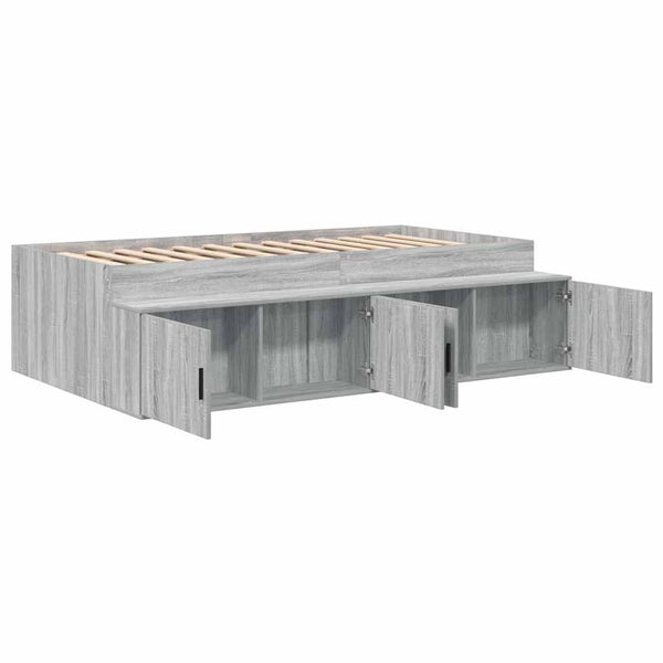 vidaXL Bed Frame with Storage Sonoma Grey 90 x 200 cm Engineered Wood