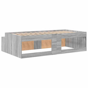 vidaXL Bed Frame with Storage Sonoma Grey 90 x 200 cm Engineered Wood