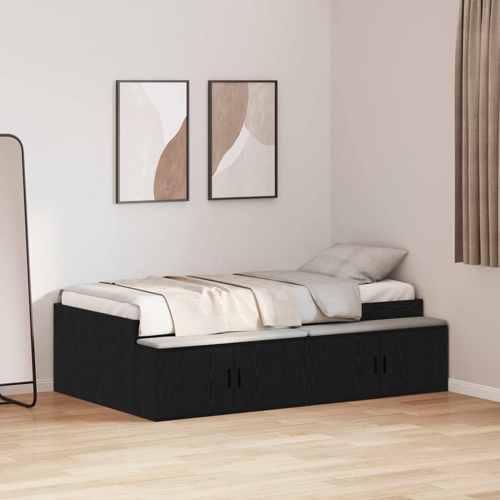 vidaXL Bed Frame Black Oak-Look 80 x 200 cm Engineered Wood