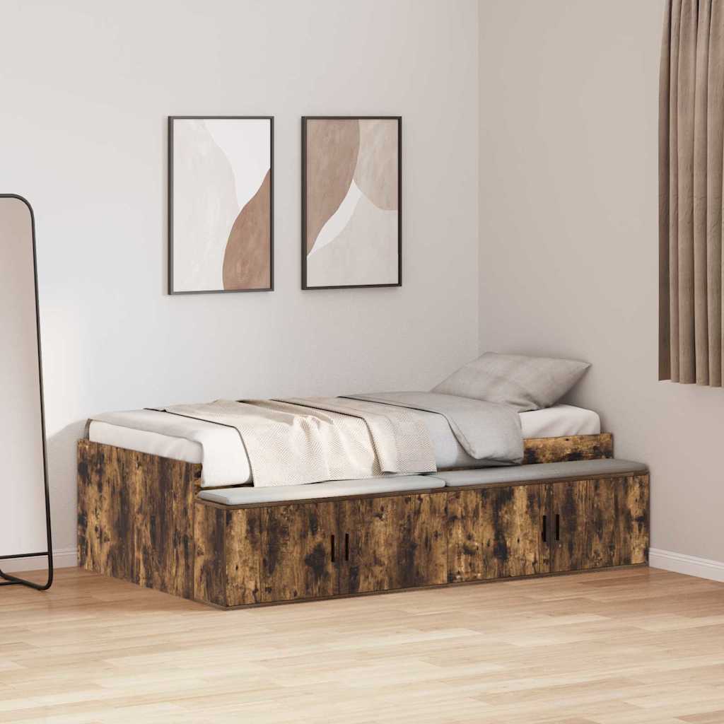 vidaXL Bed Frame Smoked Oak 80 x 200 cm Engineered Wood