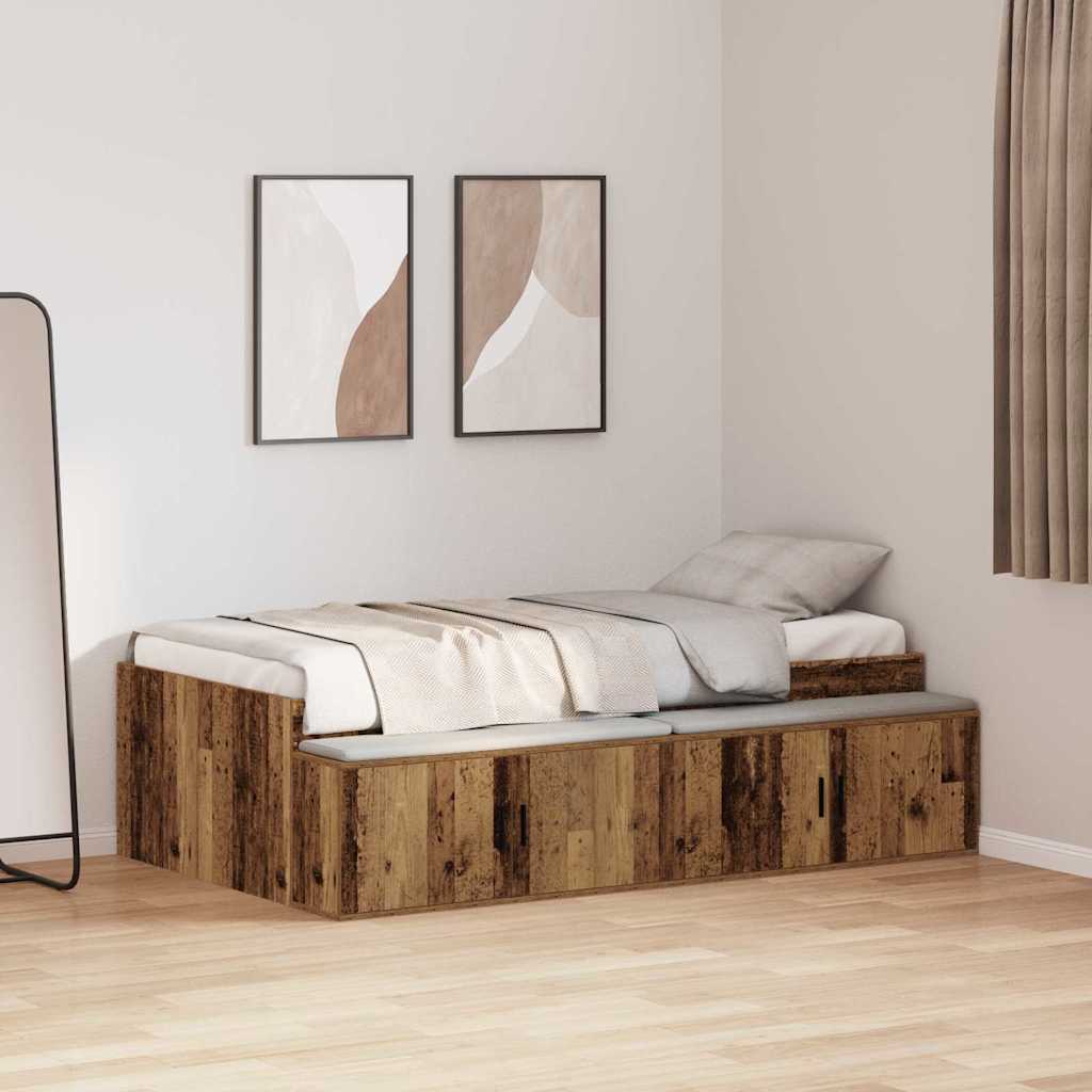 vidaXL Bed Frame with Drawers Reclaimed Wood 80 x 200 cm Engineered Wood