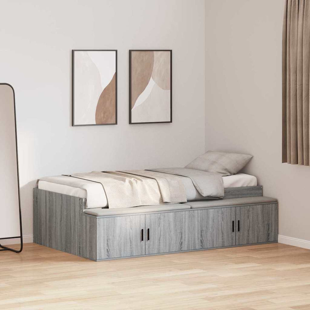 Bettrahmen mit Stauraum Sonoma Grau 90x190 cm