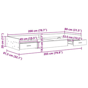 Bettrahmen Altholz 80x200 cm mit Kopfteil