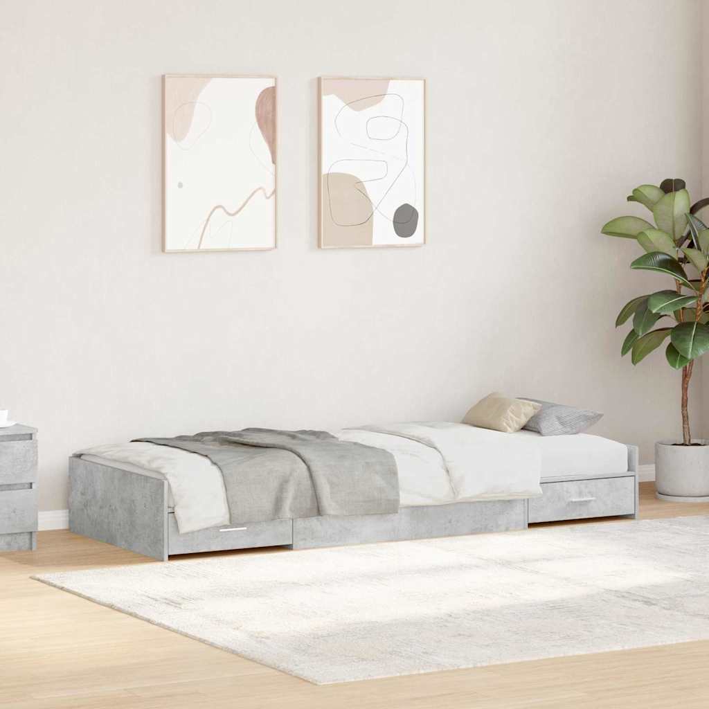 Bettrahmen mit Kopfteil Grau 90x190 cm