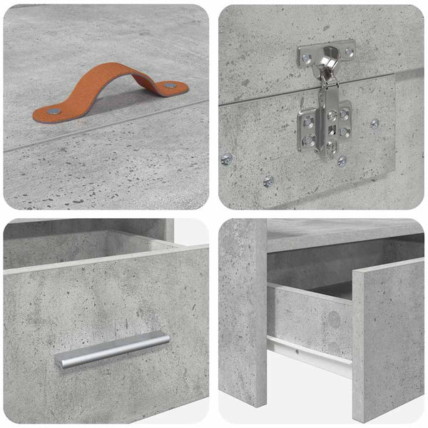 Bettrahmen mit Kopfteil Beton Grau 75x190 cm