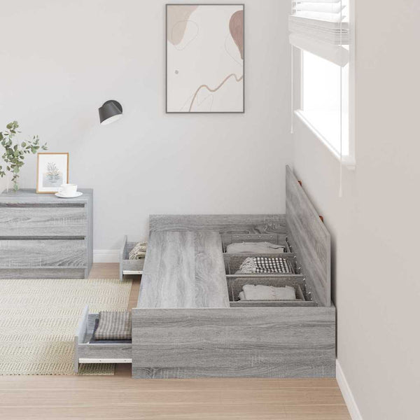 Bettrahmen mit Kopfteil 75x190 cm Sonoma Grau