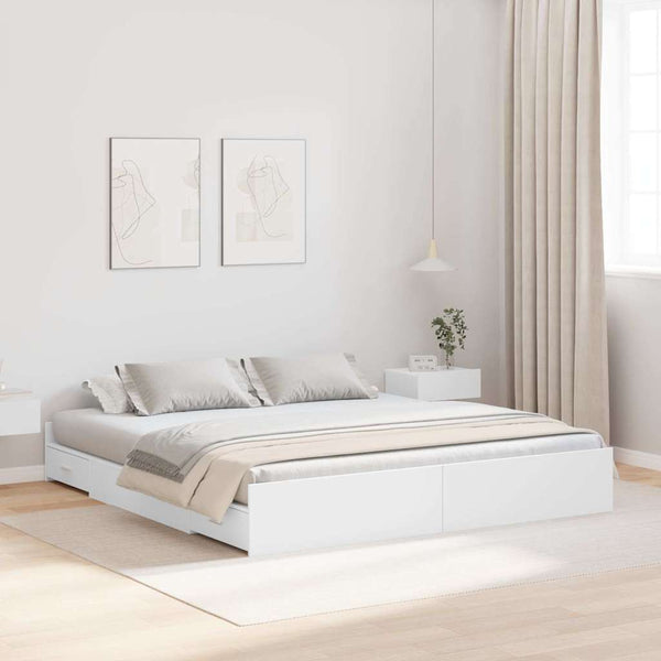 Bettgestell mit Stauraum Weiß 200x200 cm