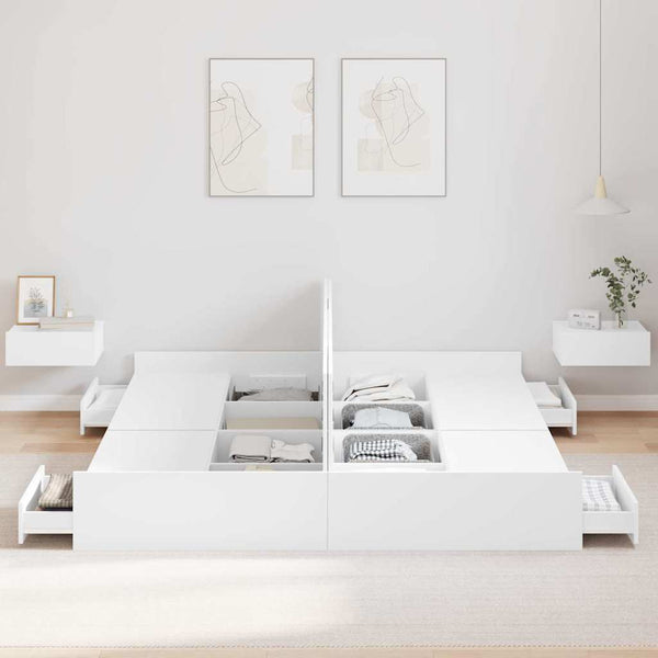 Bettgestell mit Stauraum Weiß 200x200 cm