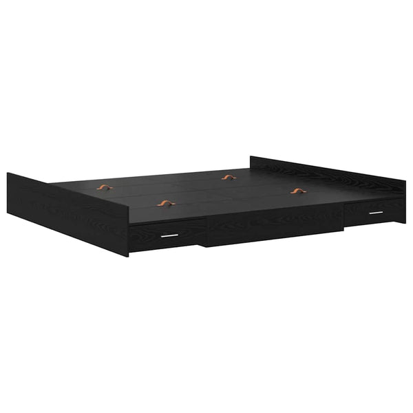 Aufbewahrungsbettgestell 200x200 cm, Schwarz Eiche