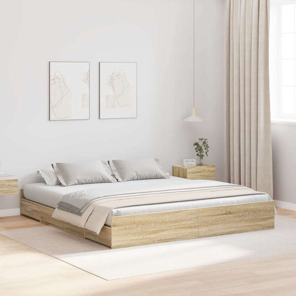 Aufbewahrungsbett 200x200 cm Sonoma-Eiche mit Kopfteil