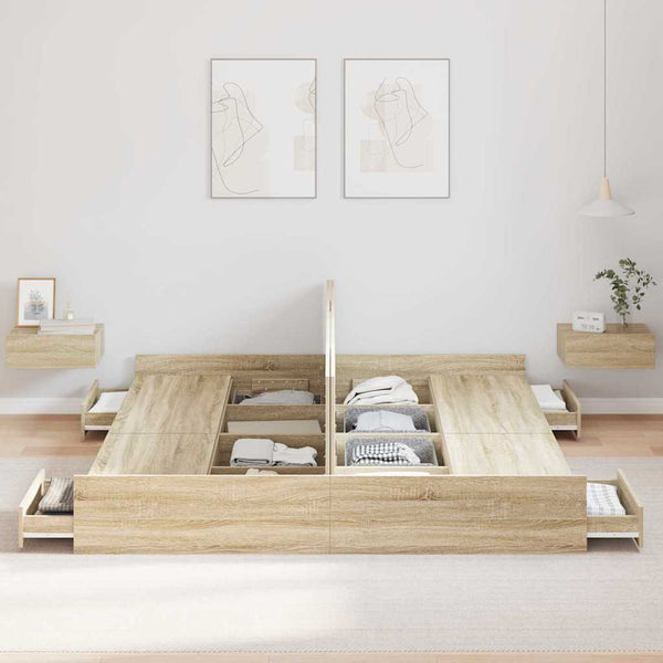 Aufbewahrungsbett 200x200 cm Sonoma-Eiche mit Kopfteil