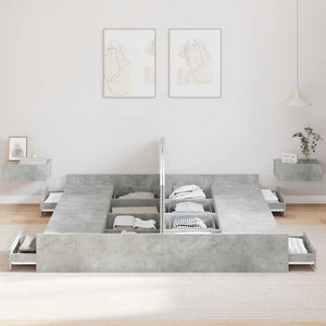 Bettgestell mit Stauraum Betongrau 200x200 cm