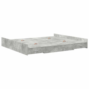 Bettgestell mit Stauraum Betongrau 200x200 cm