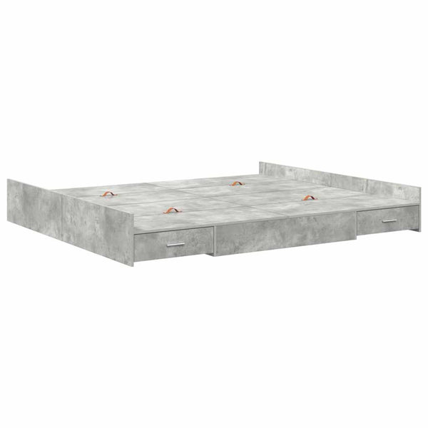Bettgestell mit Stauraum Betongrau 200x200 cm