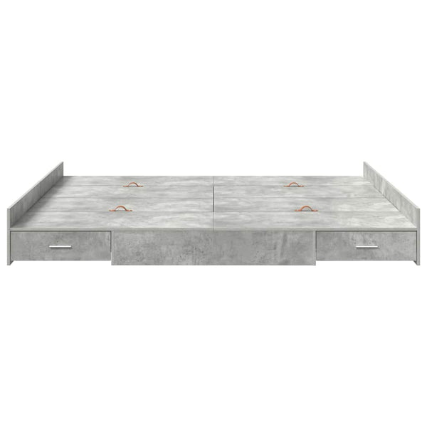 Bettgestell mit Stauraum Betongrau 200x200 cm