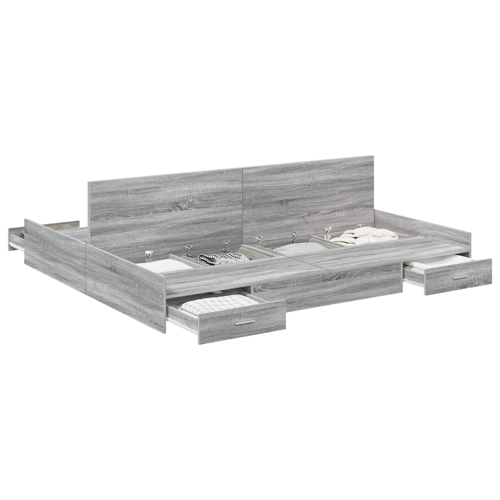 Aufbewahrungsbettgestell 200x200 Graues Sonoma