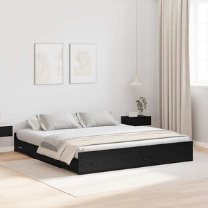 Aufbewahrungsbettgestell 180x200 cm Schwarz Eiche