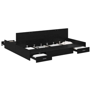 Aufbewahrungsbettgestell 180x200 cm Schwarz Eiche