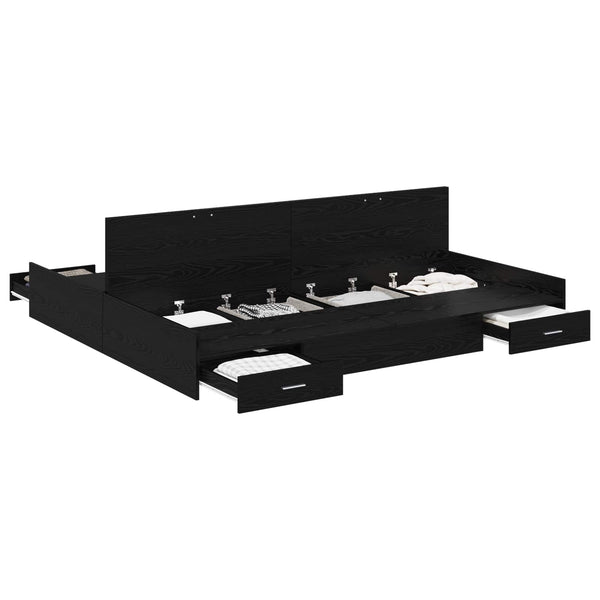 Aufbewahrungsbettgestell 180x200 cm Schwarz Eiche
