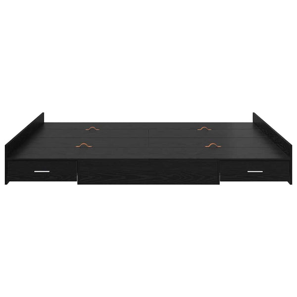 Aufbewahrungsbettgestell 180x200 cm Schwarz Eiche