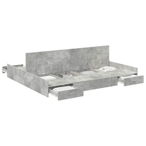 Bettgestell mit Stauraum Beton Grau 180x200