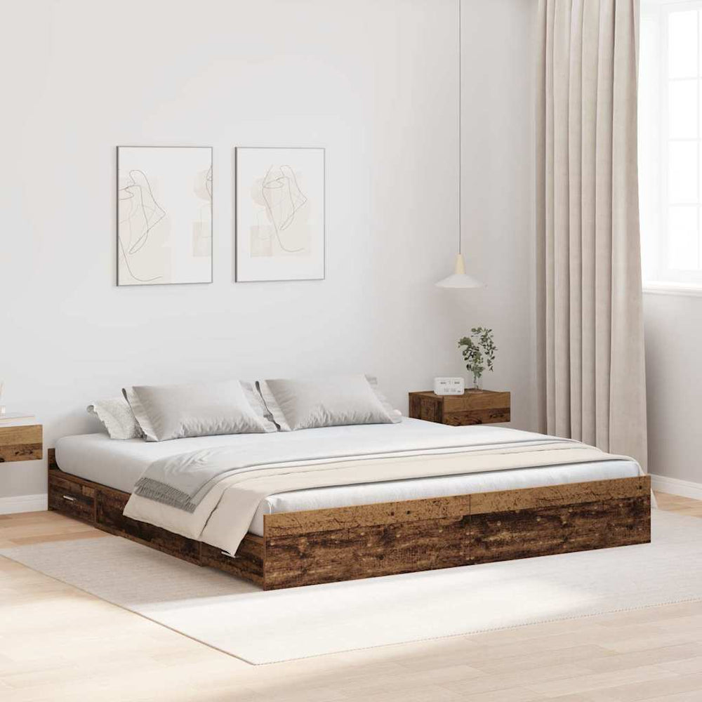 Bettgestell Altholz 180x200 cm mit Stauraum