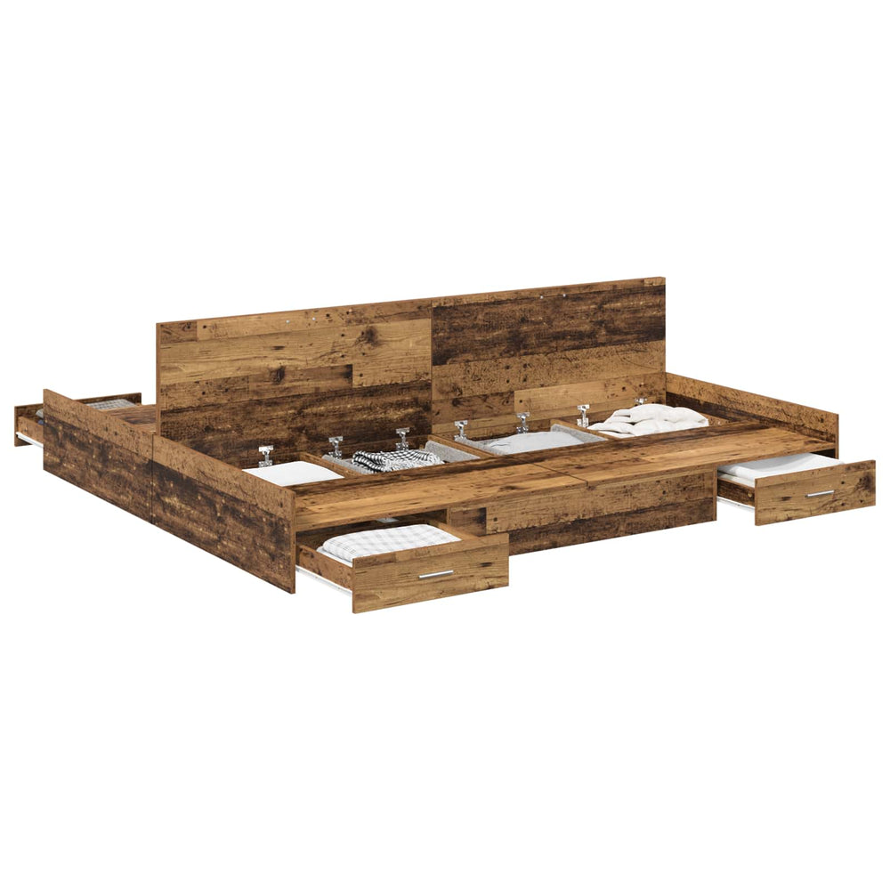 Bettgestell Altholz 180x200 cm mit Stauraum