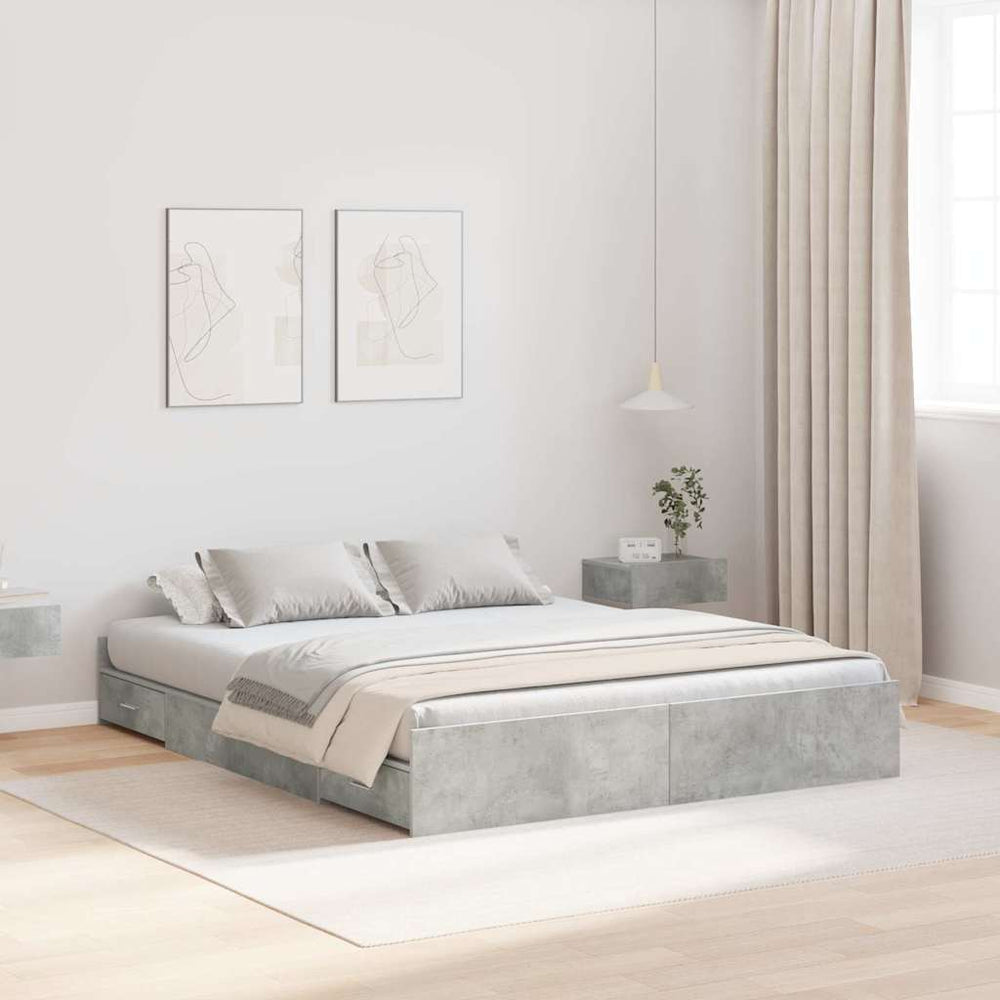Bettgestell mit Stauraum Beton Grau 160x200 cm