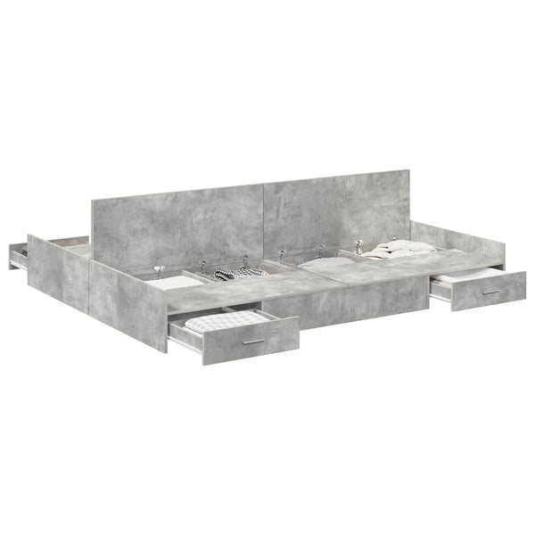 Bettgestell mit Stauraum Beton Grau 160x200 cm