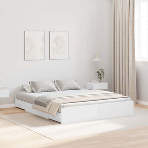 Bettgestell mit Stauraum Weiß 150x200 cm