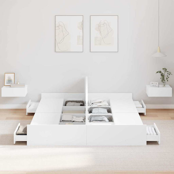 Bettgestell mit Stauraum Weiß 150x200 cm