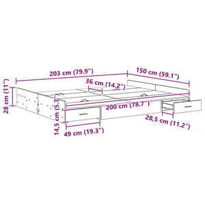 Bettgestell mit Stauraum 150x200 cm Eichen-Optik