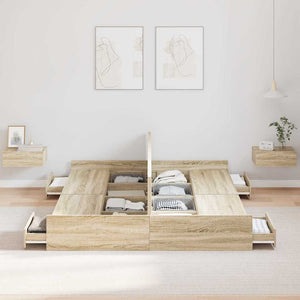 Bettgestell mit Stauraum Sonoma-Eiche 150x200 cm