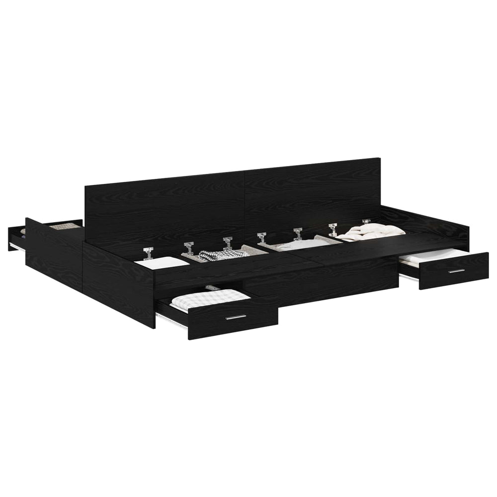 vidaXL Storage Bed Frame Black Oak-Look 140 x 200 cm