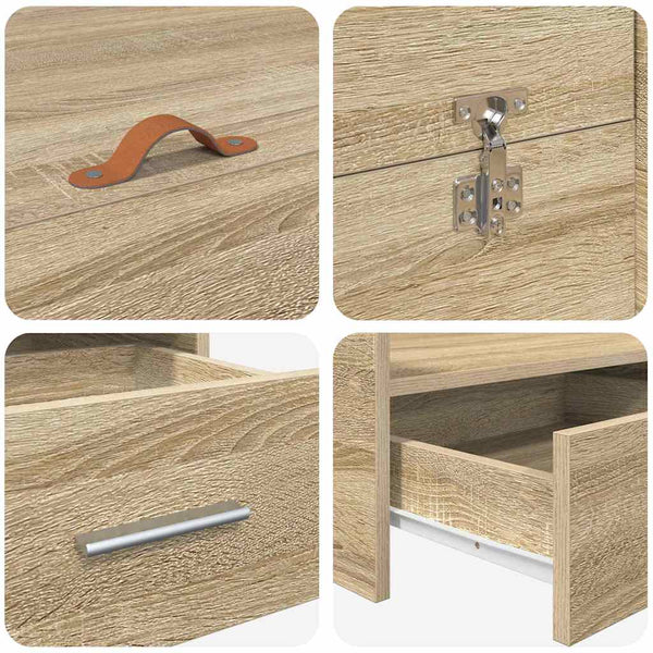 vidaXL Storage Bed Frame with Headboard Sonoma Oak 140 x 200 cm