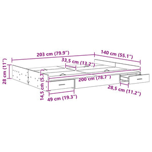 vidaXL Storage Bed Frame with Headboard Sonoma Oak 140 x 200 cm