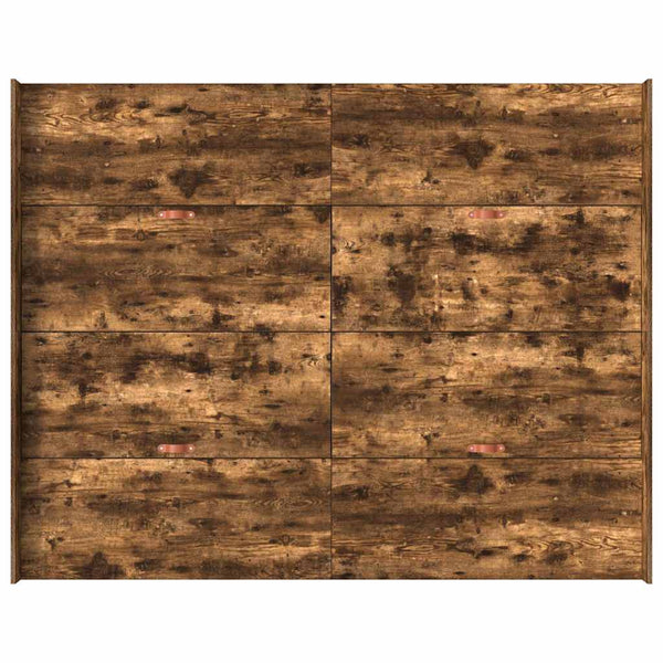 vidaXL Storage Bed Frame Smoked Oak 140 x 200 cm