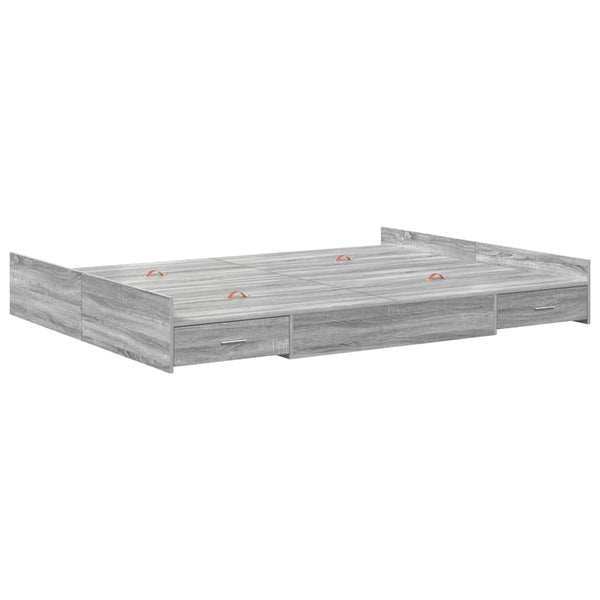 vidaXL Storage Bed Frame Sonoma Grey 140 x 200 cm
