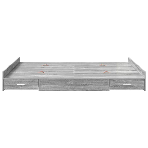 vidaXL Storage Bed Frame Sonoma Grey 140 x 200 cm