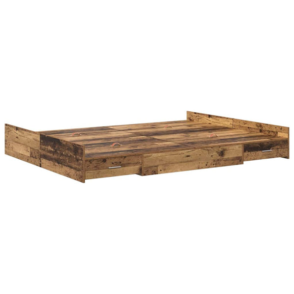 vidaXL Storage Bed Frame Reclaimed Wood 140 x 200 cm Engineered Wood