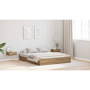vidaXL Storage Bed Frame Artisan Oak 140 x 200 cm