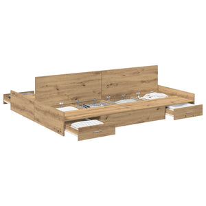vidaXL Storage Bed Frame Artisan Oak 140 x 200 cm