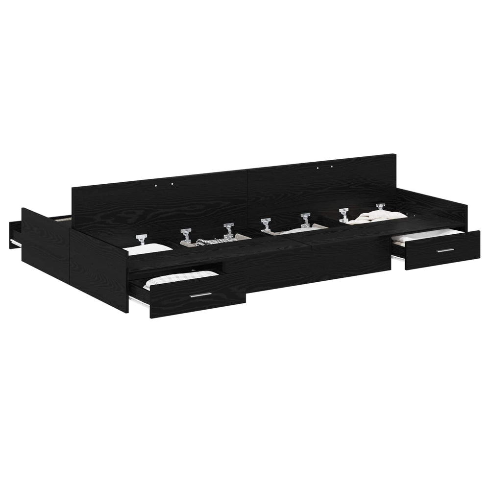 vidaXL Storage Bed Frame Black Oak-Effect 120 x 200 cm