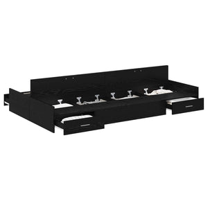 vidaXL Storage Bed Frame Black Oak-Effect 120 x 200 cm