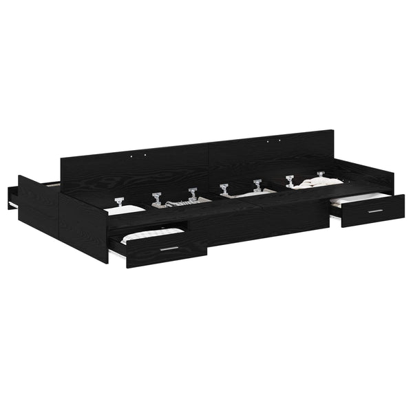 vidaXL Storage Bed Frame Black Oak-Effect 120 x 200 cm
