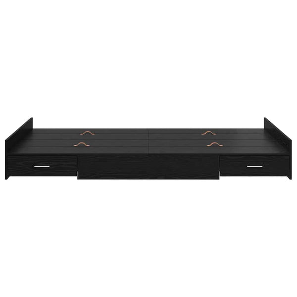 vidaXL Storage Bed Frame Black Oak-Effect 120 x 200 cm