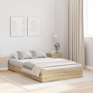 vidaXL Storage Bed Frame with Headboard Sonoma Oak 120 x 200 cm