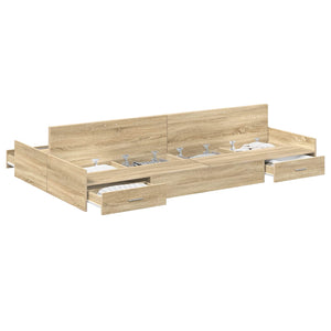 vidaXL Storage Bed Frame with Headboard Sonoma Oak 120 x 200 cm