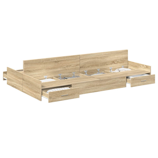 vidaXL Storage Bed Frame with Headboard Sonoma Oak 120 x 200 cm