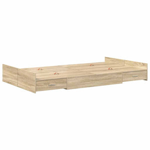 vidaXL Storage Bed Frame with Headboard Sonoma Oak 120 x 200 cm